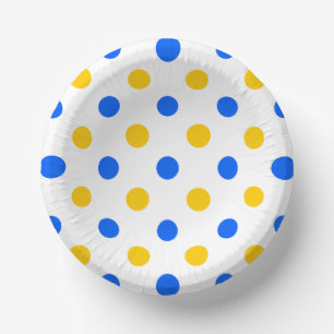 White Blue Yellow Polka Dots Design  Paper Bowls