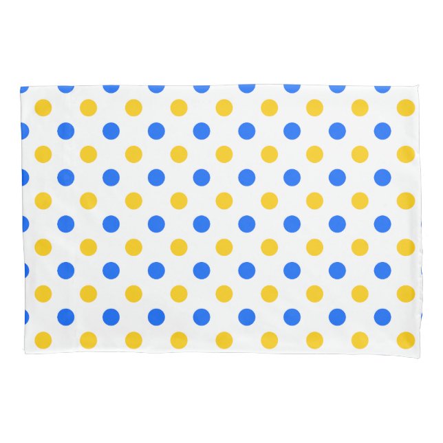 White Blue Yellow Polka Dots Design  Pillow Case (Front)