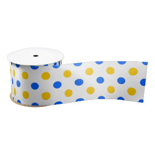 White Blue Yellow Polka Dots Design  Satin Ribbon