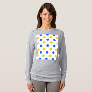 White Blue Yellow Polka Dots Design  T-Shirt