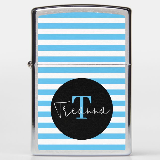 White & Blue Zippo Lighter (Front)