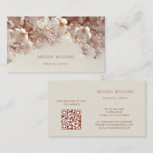 White Blush 3D Flowers Business Card
