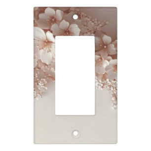 White Blush 3D Flowers Light Switch Cover