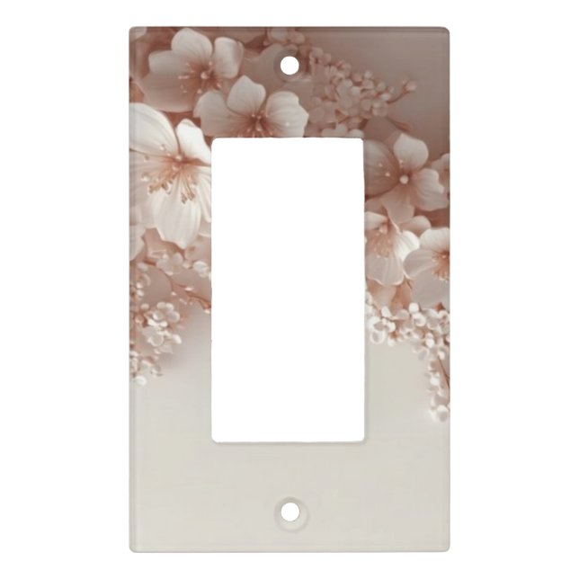 White Blush 3D Flowers Light Switch Cover (Front)