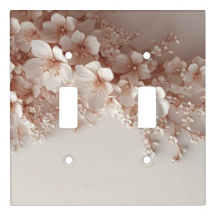 White Blush 3D Flowers Light Switch Cover