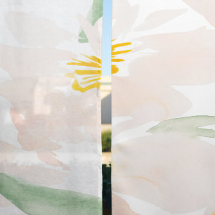 White blush blooms sheer curtains