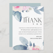 WHITE BLUSH BLUE FLORAL 25TH ANY YEAR ANNIVERSARY THANK YOU CARD (Front/Back)