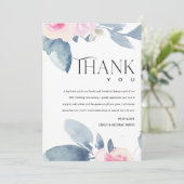 WHITE BLUSH BLUE FLORAL 25TH ANY YEAR ANNIVERSARY THANK YOU CARD (Standing Front)