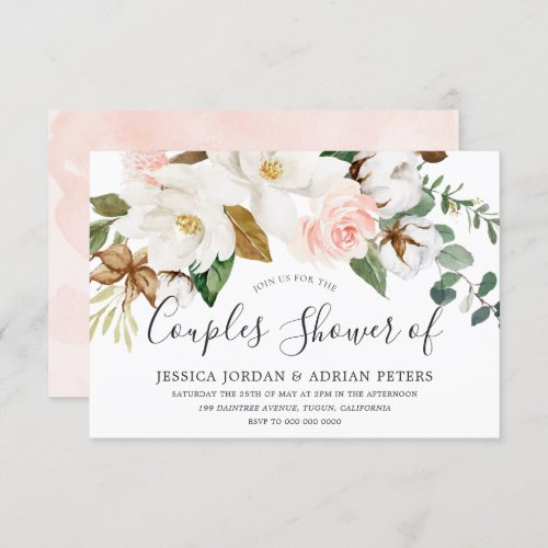White  Blush Floral All Seasons Couples Shower Invitation