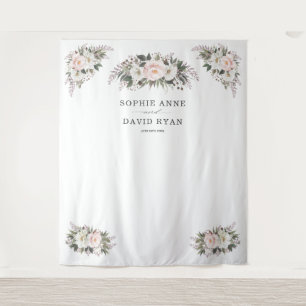 White Blush Floral Rose Gold Wedding Photo Prop   Tapestry
