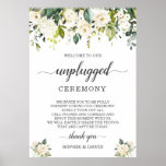 White Blush Floral Unplugged Wedding Ceremony Sign at Zazzle