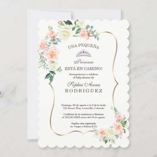 White Blush Flowers Invitacin de Baby Shower Invitation