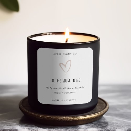 White Blush Love Heart Mum to be Gift Candle Square Sticker