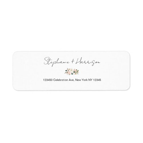 White  Blush Magnolia Floral Return Address Label