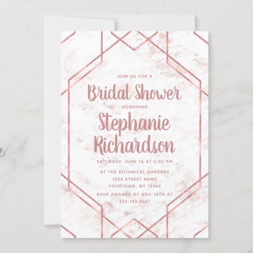 White  Blush Marble Bridal Shower Invitation