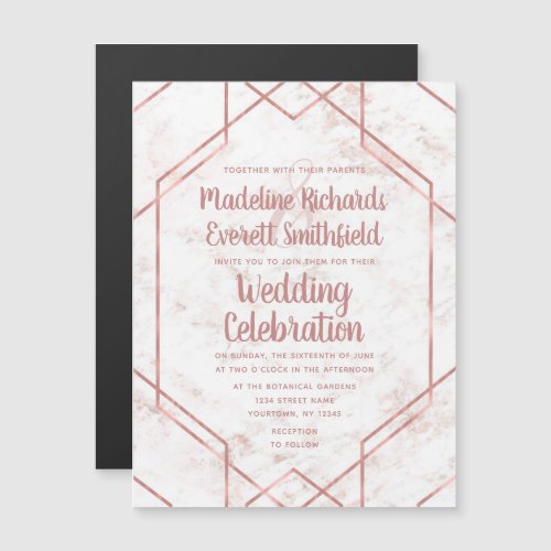White  Blush Marble Magnetic Wedding Invitation