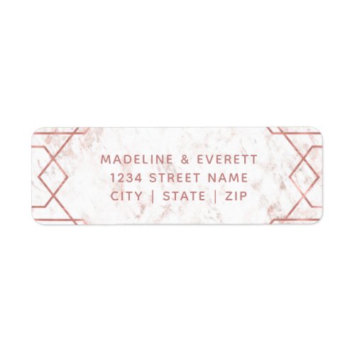 White Blush Marble Rose Gold Return Address Label