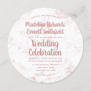White & Blush Marble Rose Gold Wedding Invitation