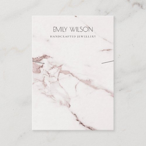WHITE BLUSH PINK MARBLE TEXTURE NECKLACE DISPLAY BUSINESS CARD