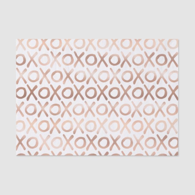White Blush Pink Rose Gold XOXO Tissue Paper (Front)