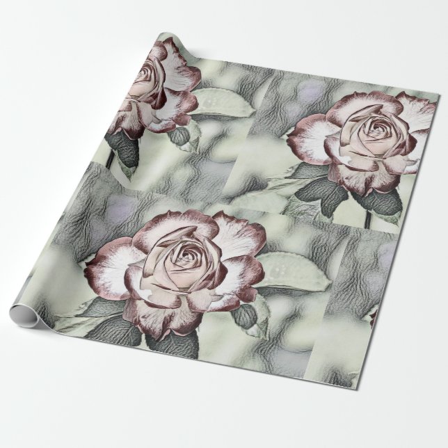 White, blush, red rose Wrapping Paper (Unrolled)