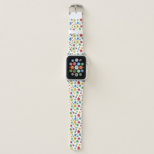 White Boardgame Meeple Pattern Apple Watch Band