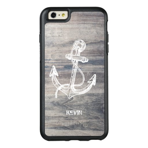 White Boat Anchor On Rustic Gray Wood Texture OtterBox iPhone 6/6s Plus Case