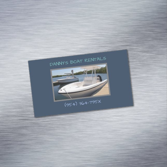 White boats in the marina boat rental  business card magnet (In Situ)