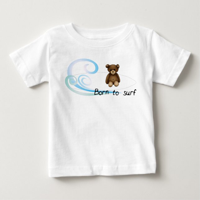 White body baby "Born to surf", waves and nouns T-Shirt (Front)
