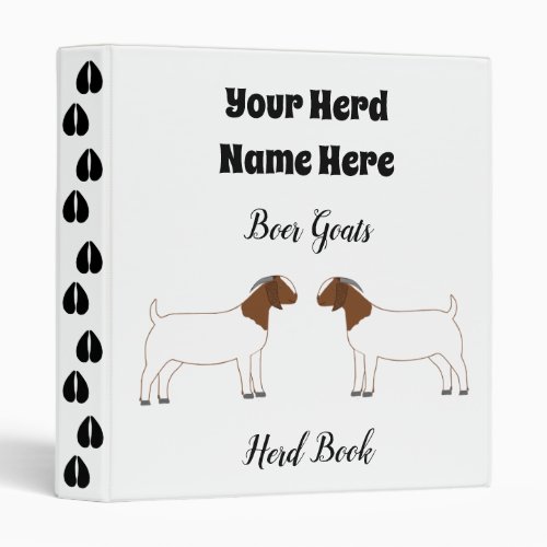 White Boer Goat Herd Book 3 Ring Binder