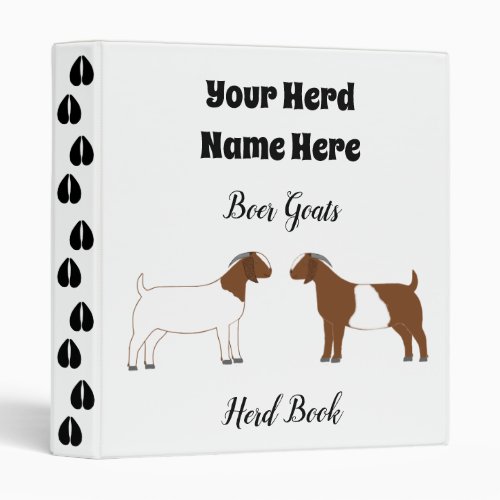 White Boer Goat Herd Book 3 Ring Binder