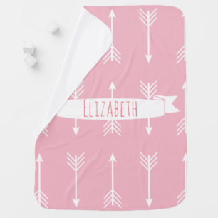 White Bohemian Arrows & Baby's Name Baby Blanket