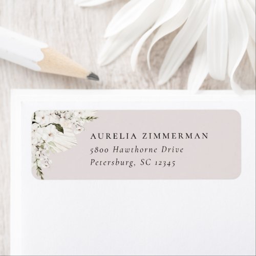 White Bohemian Floral Address Label