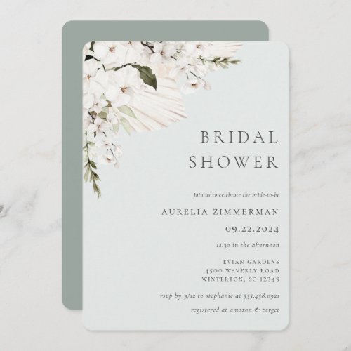White Bohemian Floral Bridal Shower Invitation