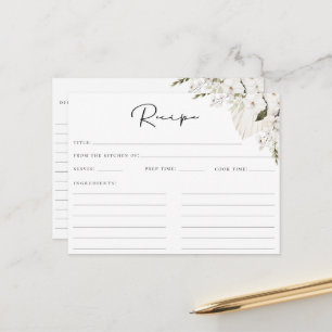 White Bohemian Floral Recipe Card