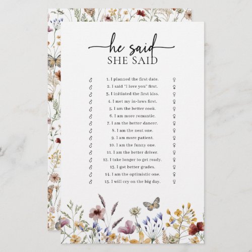 White Boho Bridal Shower Game