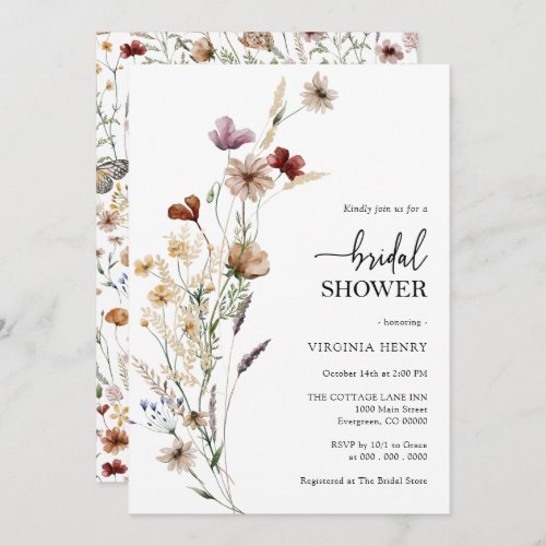 White Boho Bridal Shower Invitation