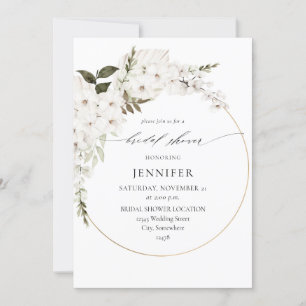 White Boho Floral Bridal Shower Invitation