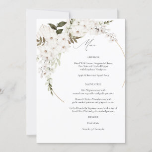 White Boho Floral Menu Invitation