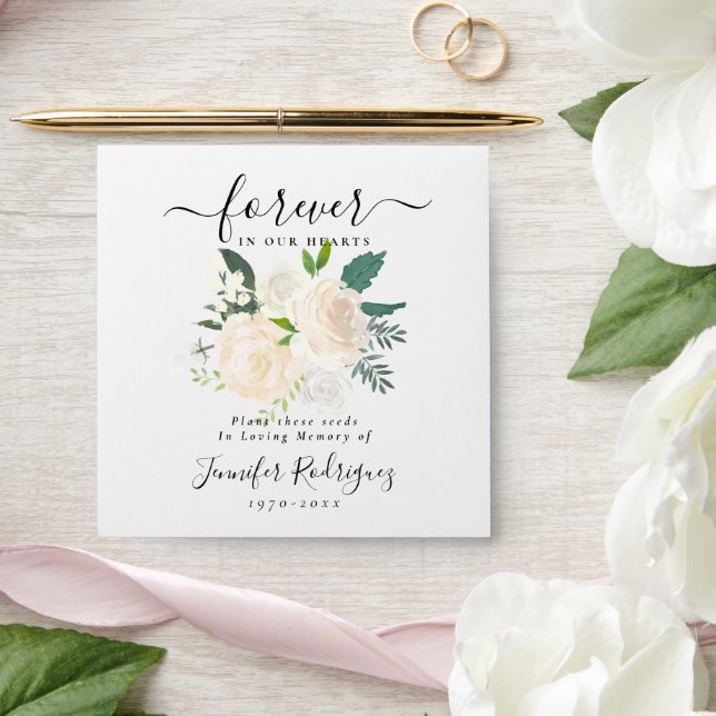 White Boho Floral Seed Packet Memorial Funeral Envelope (Wedding)