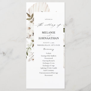 White Boho Floral Wedding Ceremony Program