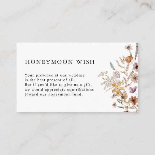 White Boho Honeymoon Wish Enclosure Card