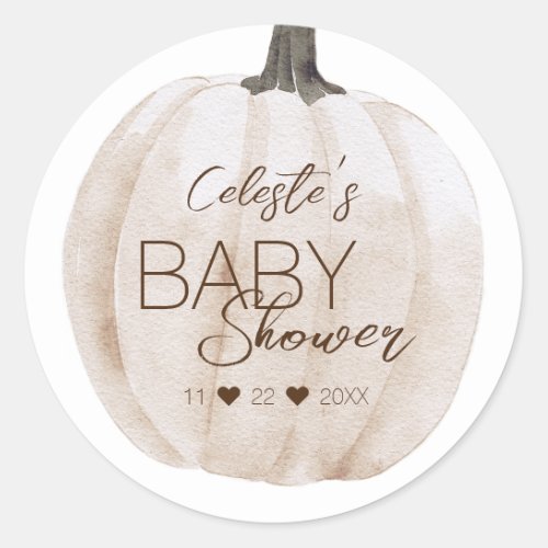 White Boho Pumpkin Baby Shower Envelope Seal