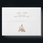 White Boho Pumpkin Baby Shower Return Address Envelope<br><div class="desc">This White Boho Pumpkin Baby Shower Return Address Envelope design features a simple and minimal white backdrop with golden brown and black typography, casual calligraphy and elegant watercolor white pumpkins with fall greenery embellishments for a beautiful presentation for a charming baby shower celebration. Whether you are planning a formal traditional...</div>
