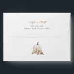 White Boho Pumpkin Baby Shower Return Address Envelope<br><div class="desc">This White Boho Pumpkin Baby Shower Return Address Envelope design features a simple and minimal white backdrop with golden brown and black typography, casual calligraphy and elegant watercolor white pumpkins with fall greenery embellishments for a beautiful presentation for a charming baby shower celebration. Whether you are planning a formal traditional...</div>