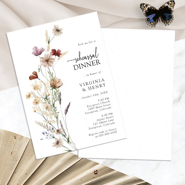 White Boho Rehearsal Dinner Invitation (White Boho Floral Rehearsal Dinner Invitation by Painted Paperie
)