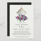 WHITE BOHO RUSTIC FLORAL BIRDHOUSE BABY SHOWER INVITATION (Front/Back)