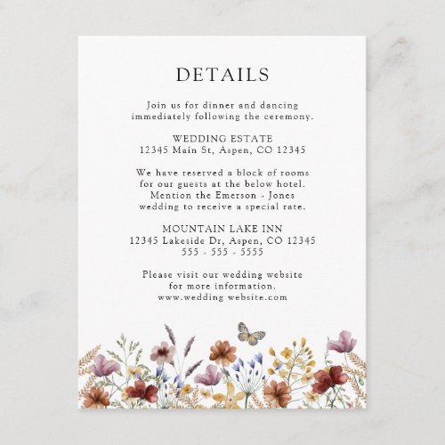 White Boho Wedding Enclosure Card