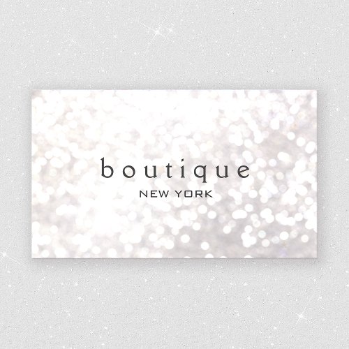 White Bokeh Glitter Modern Fashion  Beauty Business Card