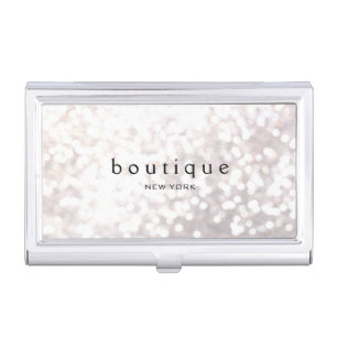 White Bokeh Glitter Modern Fashion & Beauty Business Card Holder